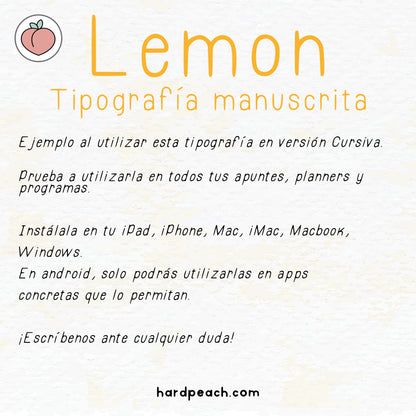 TIPOGRAFÍA MANUSCRITA LEMON: Fuente escrita a mano para apuntes, notas, agendas y proyectos
