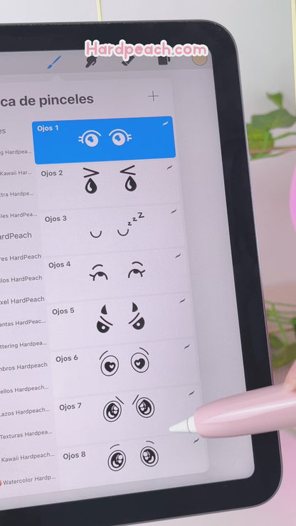 KIT DE PINCELES PARA PROCREATE: Caras kawaii y adorables. Perfectos para ilustraciones digitales de personajes tiernos y expresivos