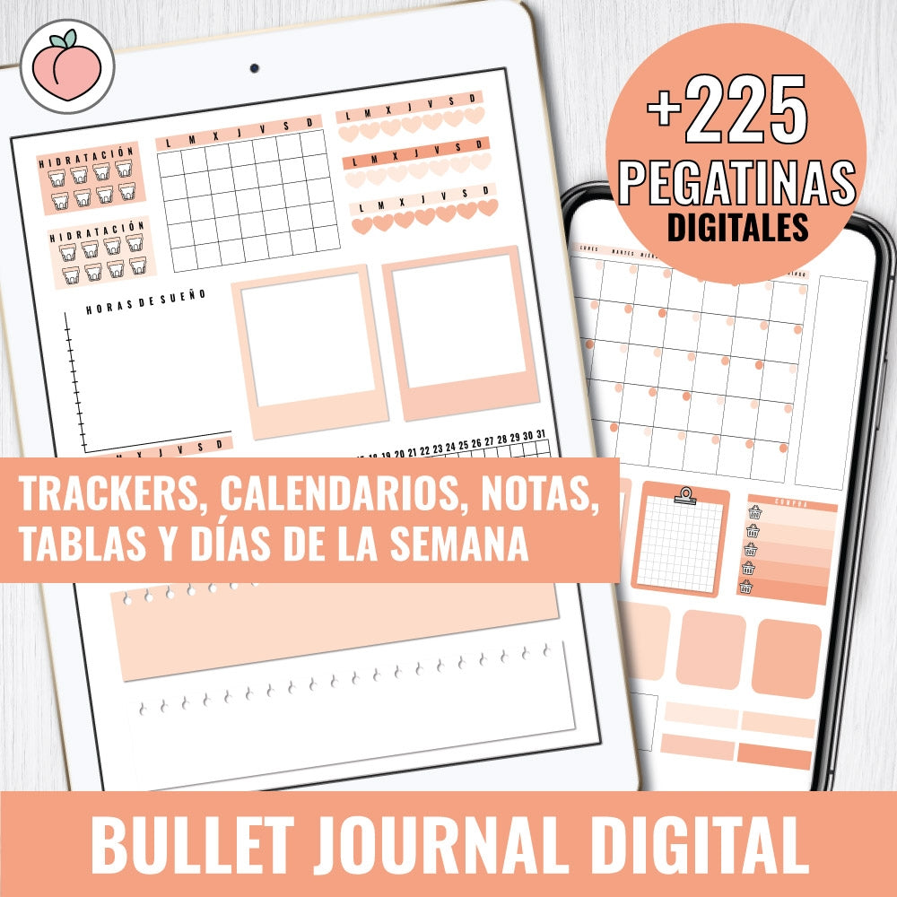 BULLET JOURNAL PEACH  | CREA TU AGENDA DIGITAL, PLANIFICADOR DIGITAL...