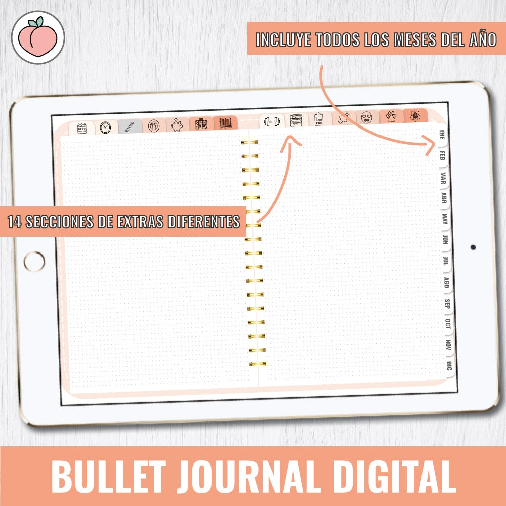 BULLET JOURNAL PEACH  | CREA TU AGENDA DIGITAL, PLANIFICADOR DIGITAL...