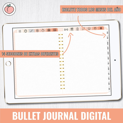 BULLET JOURNAL PEACH  | CREA TU AGENDA DIGITAL, PLANIFICADOR DIGITAL...