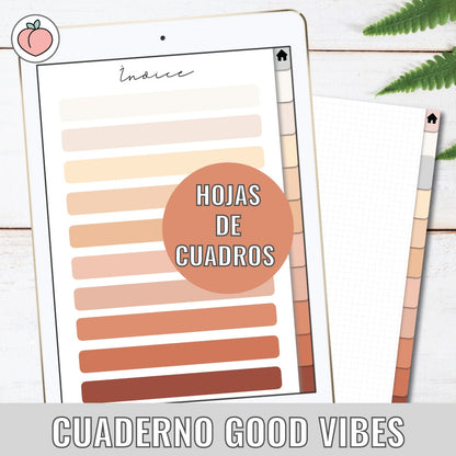 CUADERNO GOOD VIBES | HOJAS DE CUADROS