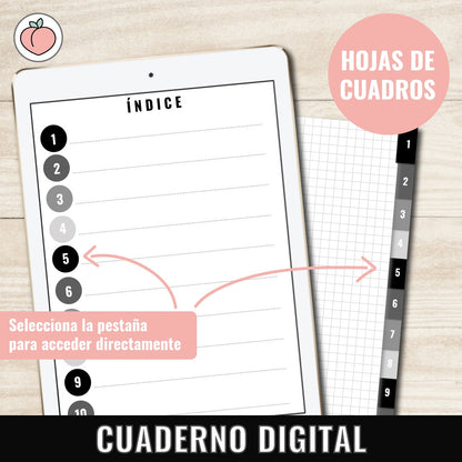 CUADERNO DIGITAL MINIMALISTA | HOJAS DE CUADROS