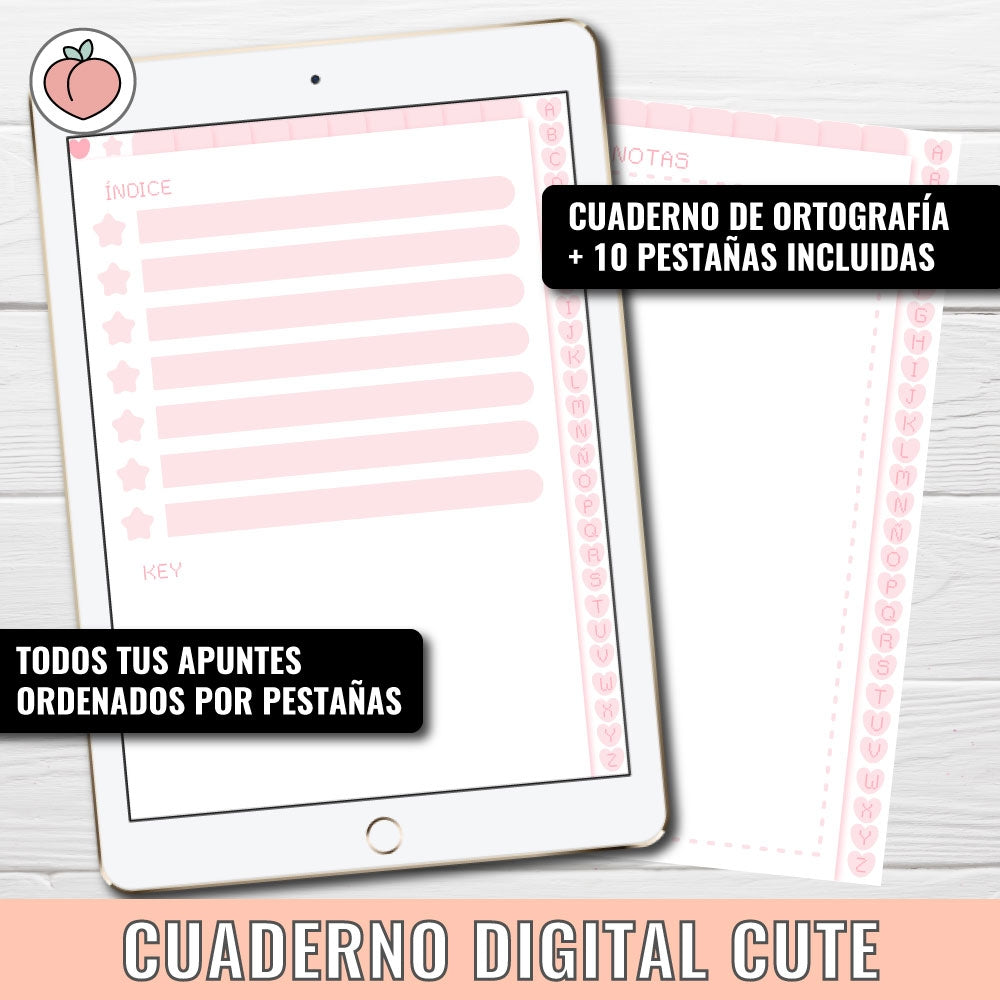 CUADERNO DIGITAL ADORABLE: vocabulario y ortografía | Hojas blancas