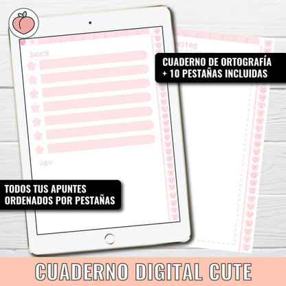 CUADERNO DIGITAL ADORABLE: vocabulario y ortografía | Hojas blancas