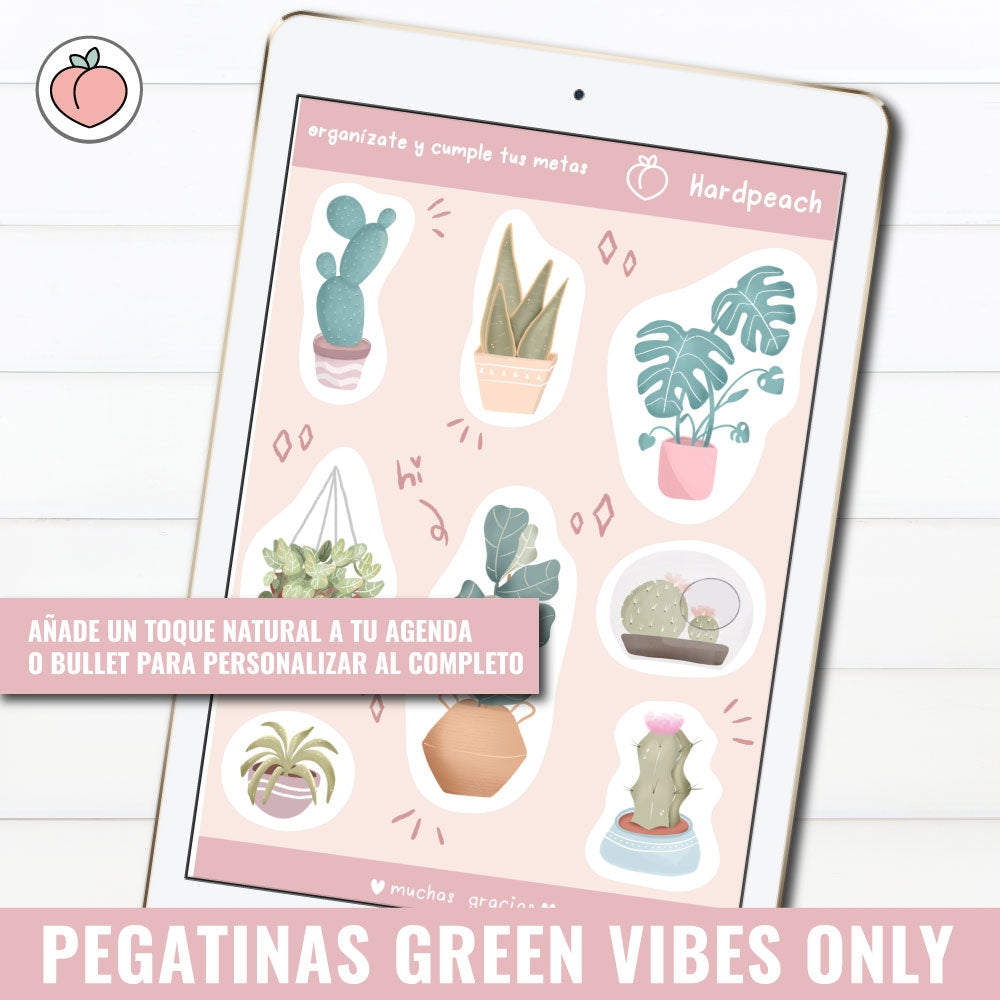 PEGATINAS GREEN VIBES ONLY