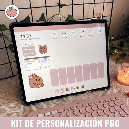 KIT DE PERSONALIZACIÓN OSITO PEACHY | FONDOS, ICONOS DE APPS, WIDGETS Y RECURSOS EXTRA