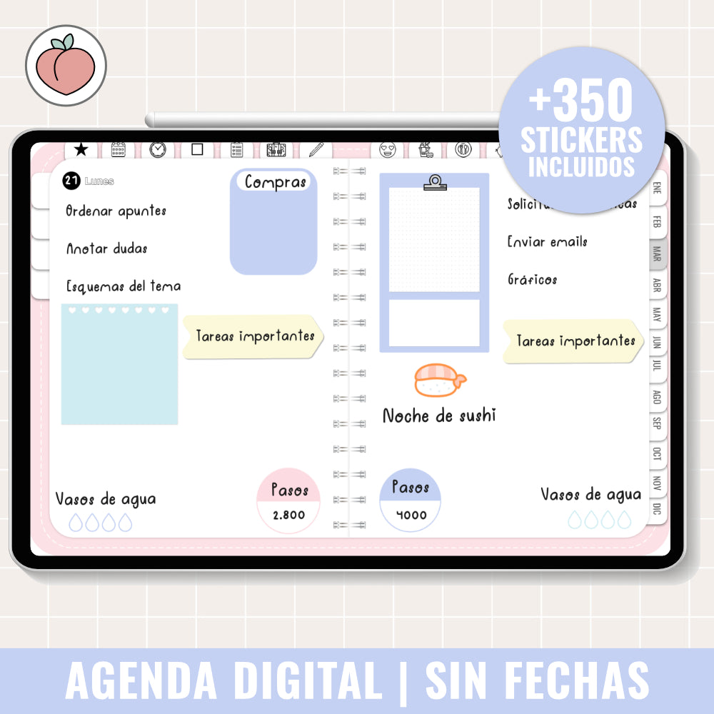 DIGITAL PLANNER UNDATED | DAY PER PAGE - Spanish version