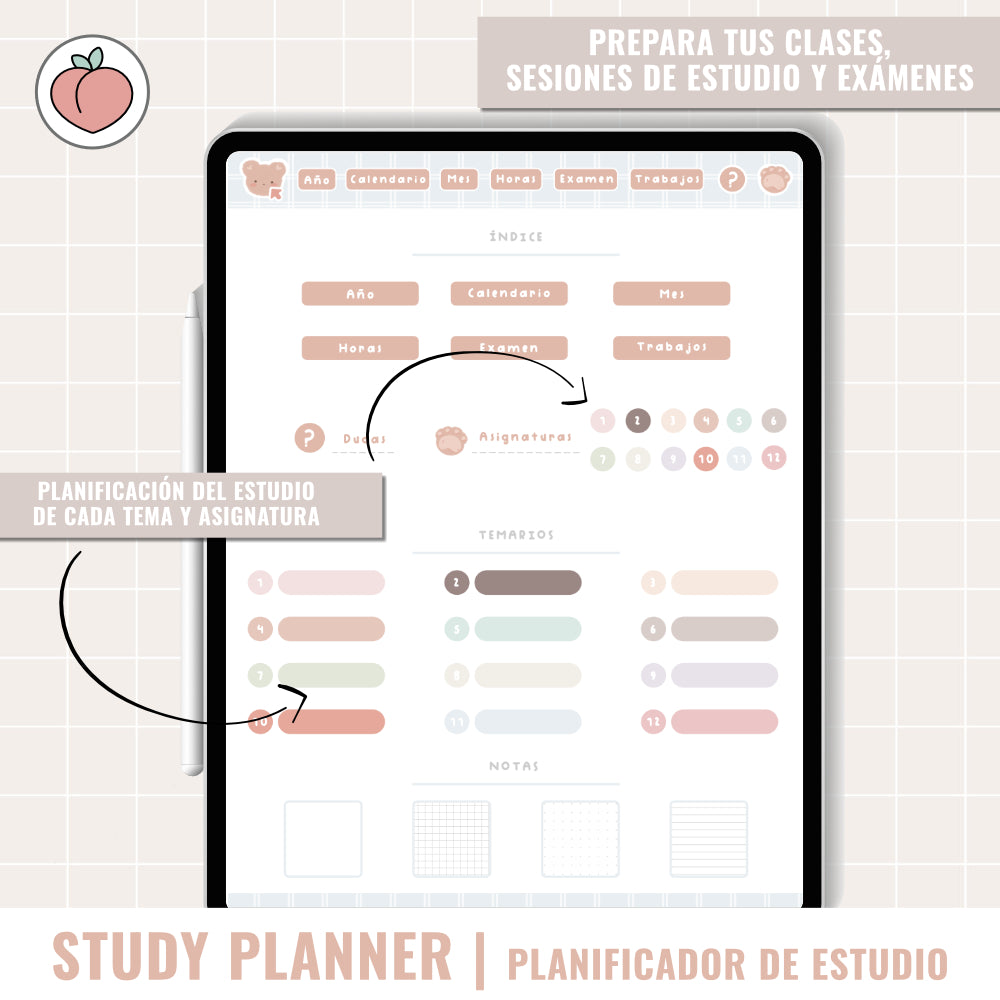 STUDY DIGITAL PLANNER UNDATED | Spanish version