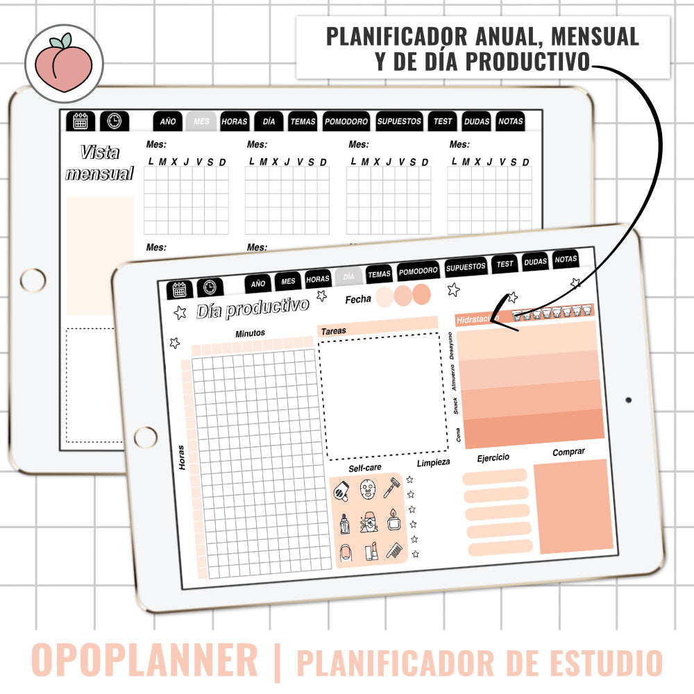 PLANIFICADOR DE ESTUDIO SIN FECHAS | OPOSICIONES, ESTUDIANTES, MAESTRÍA, UNIVERSIDAD