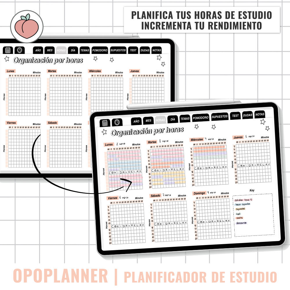 PLANIFICADOR DE ESTUDIO SIN FECHAS | OPOSICIONES, ESTUDIANTES, MAESTRÍA, UNIVERSIDAD