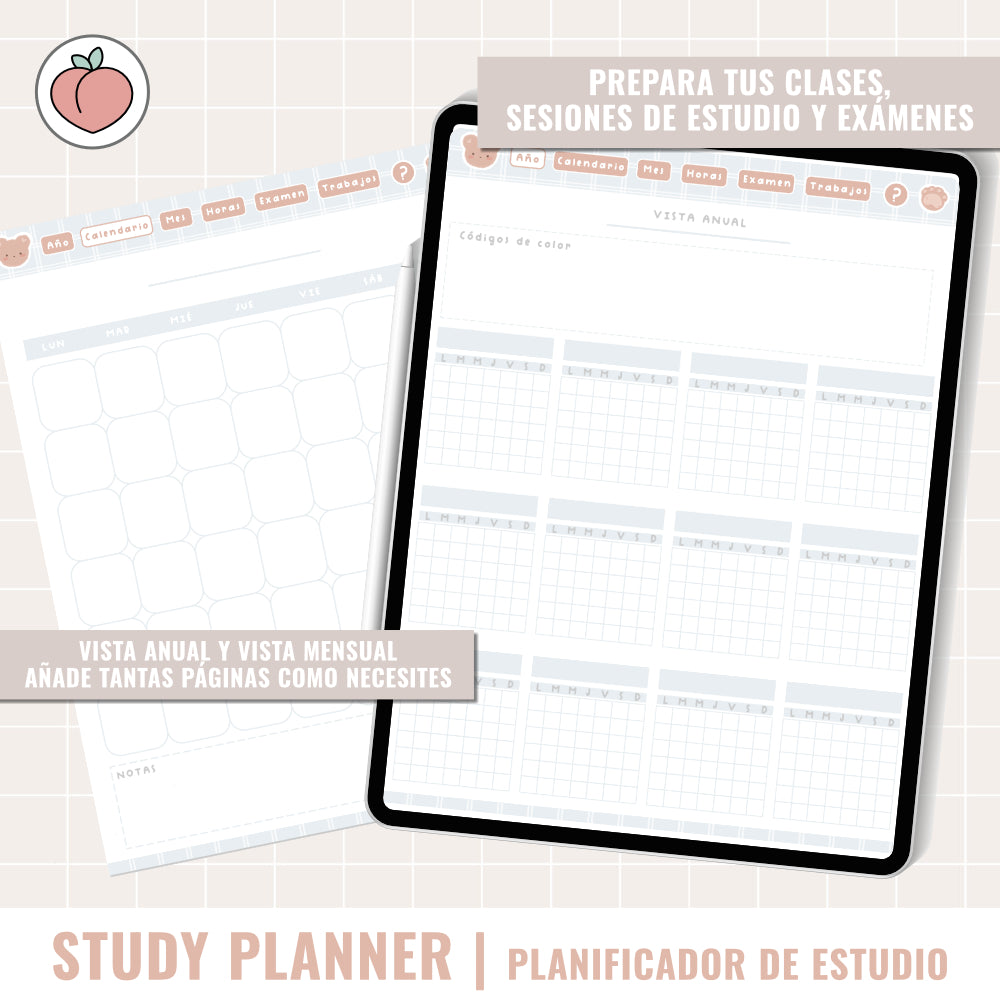 STUDY DIGITAL PLANNER UNDATED | Spanish version