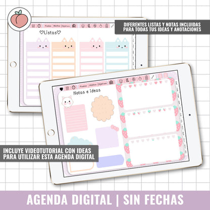AGENDA DIGITAL SIN FECHAS Y REUTILIZABLE | AGENDA DÍA POR PÁGINA CON STICKERS INCLUIDOS