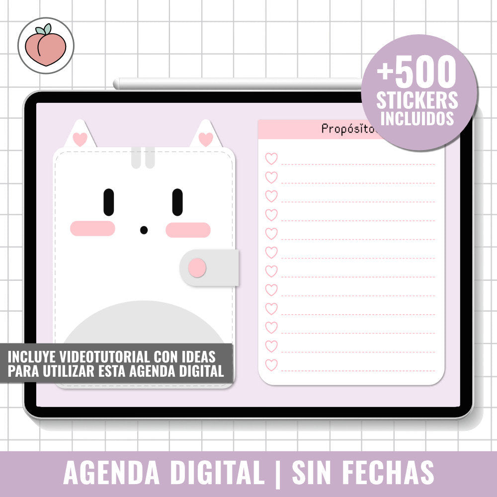 AGENDA DIGITAL SIN FECHAS Y REUTILIZABLE | AGENDA DÍA POR PÁGINA CON STICKERS INCLUIDOS