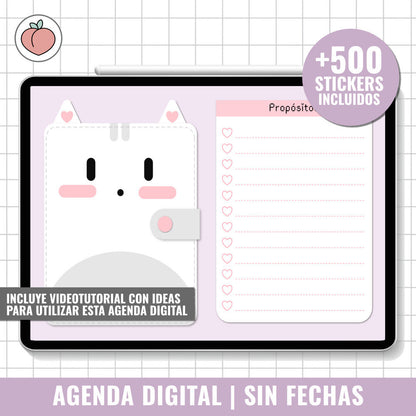 AGENDA DIGITAL SIN FECHAS Y REUTILIZABLE | AGENDA DÍA POR PÁGINA CON STICKERS INCLUIDOS