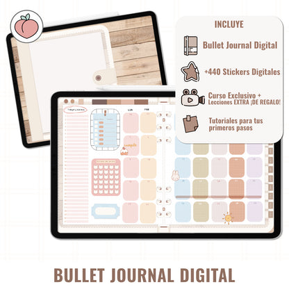BULLET JOURNAL DIGITAL - EDICIÓN MOCHA LATTE | CREA TU AGENDA DIGITAL, PLANIFICADOR DIGITAL... CURSO Y STICKERS INCLUIDOS