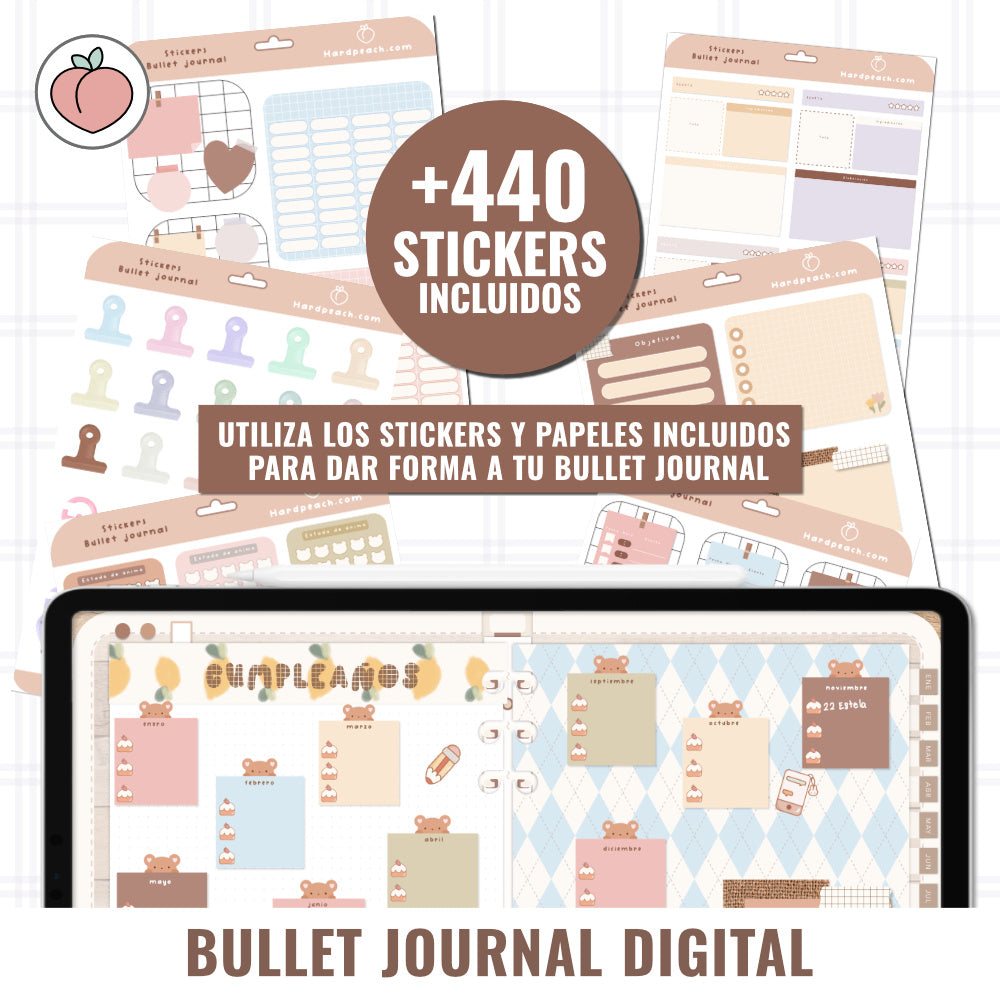 BULLET JOURNAL DIGITAL - EDICIÓN MOCHA LATTE | CREA TU AGENDA DIGITAL, PLANIFICADOR DIGITAL... CURSO Y STICKERS INCLUIDOS