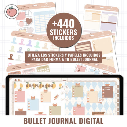 BULLET JOURNAL DIGITAL - EDICIÓN MOCHA LATTE | CREA TU AGENDA DIGITAL, PLANIFICADOR DIGITAL... CURSO Y STICKERS INCLUIDOS