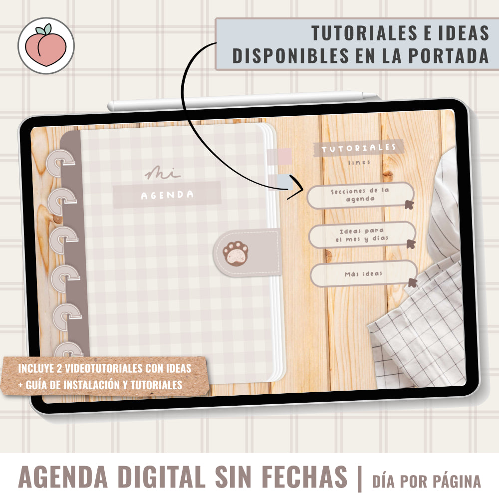 AGENDA DIGITAL SIN FECHAS Y REUTILIZABLE: agenda vista día con stickers y extras para organizar tus planes y proyectos