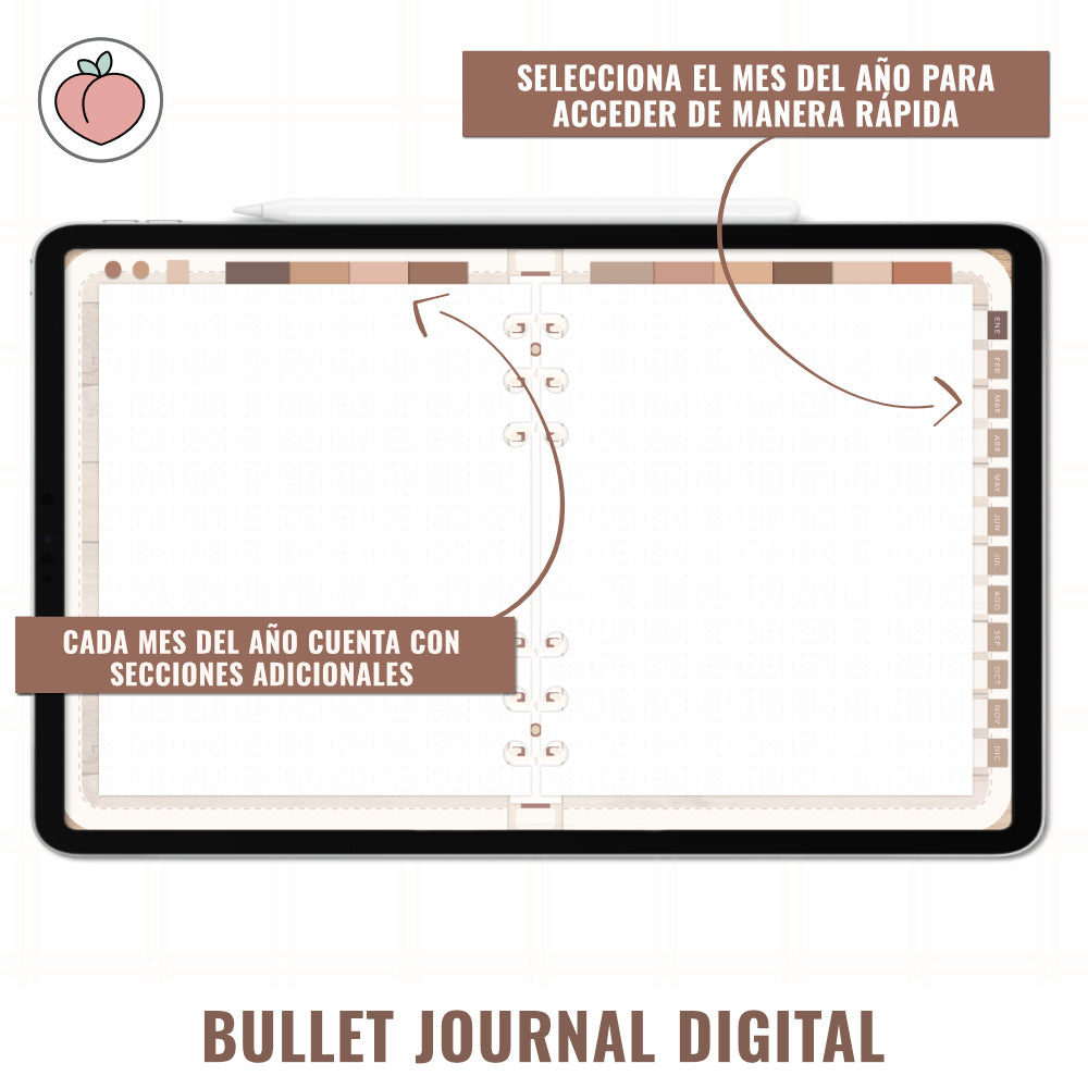 BULLET JOURNAL DIGITAL - EDICIÓN MOCHA LATTE | CREA TU AGENDA DIGITAL, PLANIFICADOR DIGITAL... CURSO Y STICKERS INCLUIDOS