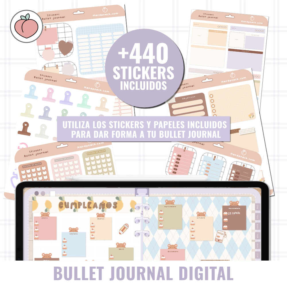 BULLET JOURNAL DIGITAL - EDICIÓN PURPLE SUNSET | CREA TU AGENDA DIGITAL, PLANIFICADOR DIGITAL... CURSO Y STICKERS INCLUIDOS