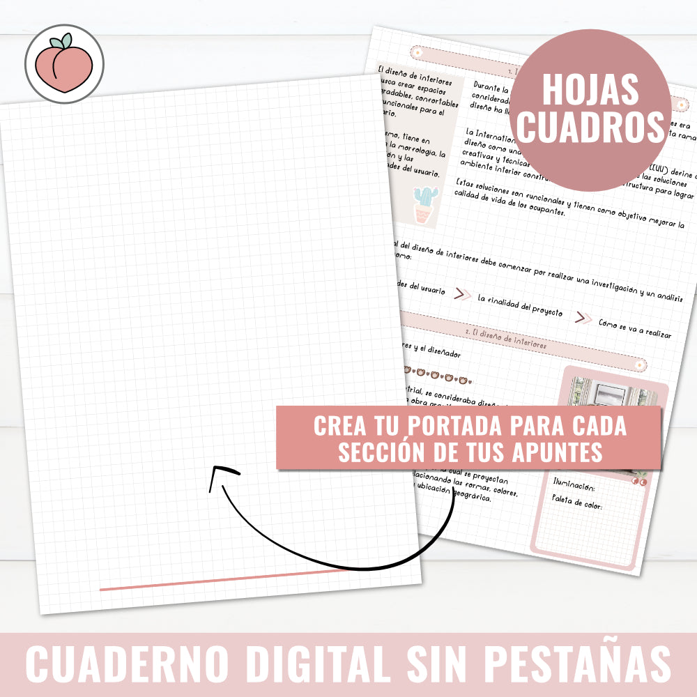 CUADERNO DIGITAL SIN PESTAÑAS | HOJAS DE CUADROS