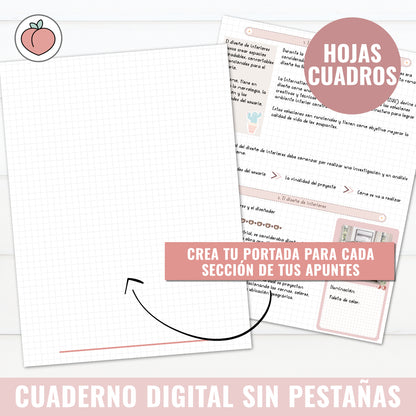CUADERNO DIGITAL SIN PESTAÑAS | HOJAS DE CUADROS