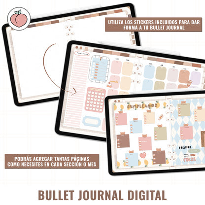 BULLET JOURNAL DIGITAL - EDICIÓN MOCHA LATTE | CREA TU AGENDA DIGITAL, PLANIFICADOR DIGITAL... CURSO Y STICKERS INCLUIDOS