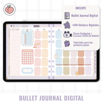 BULLET JOURNAL DIGITAL - EDICIÓN PURPLE SUNSET | CREA TU AGENDA DIGITAL, PLANIFICADOR DIGITAL... CURSO Y STICKERS INCLUIDOS