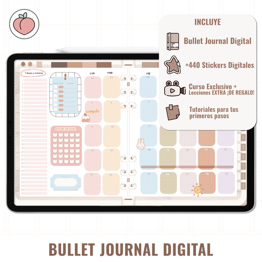 BULLET JOURNAL DIGITAL - EDICIÓN MOCHA LATTE | CREA TU AGENDA DIGITAL, PLANIFICADOR DIGITAL... CURSO Y STICKERS INCLUIDOS
