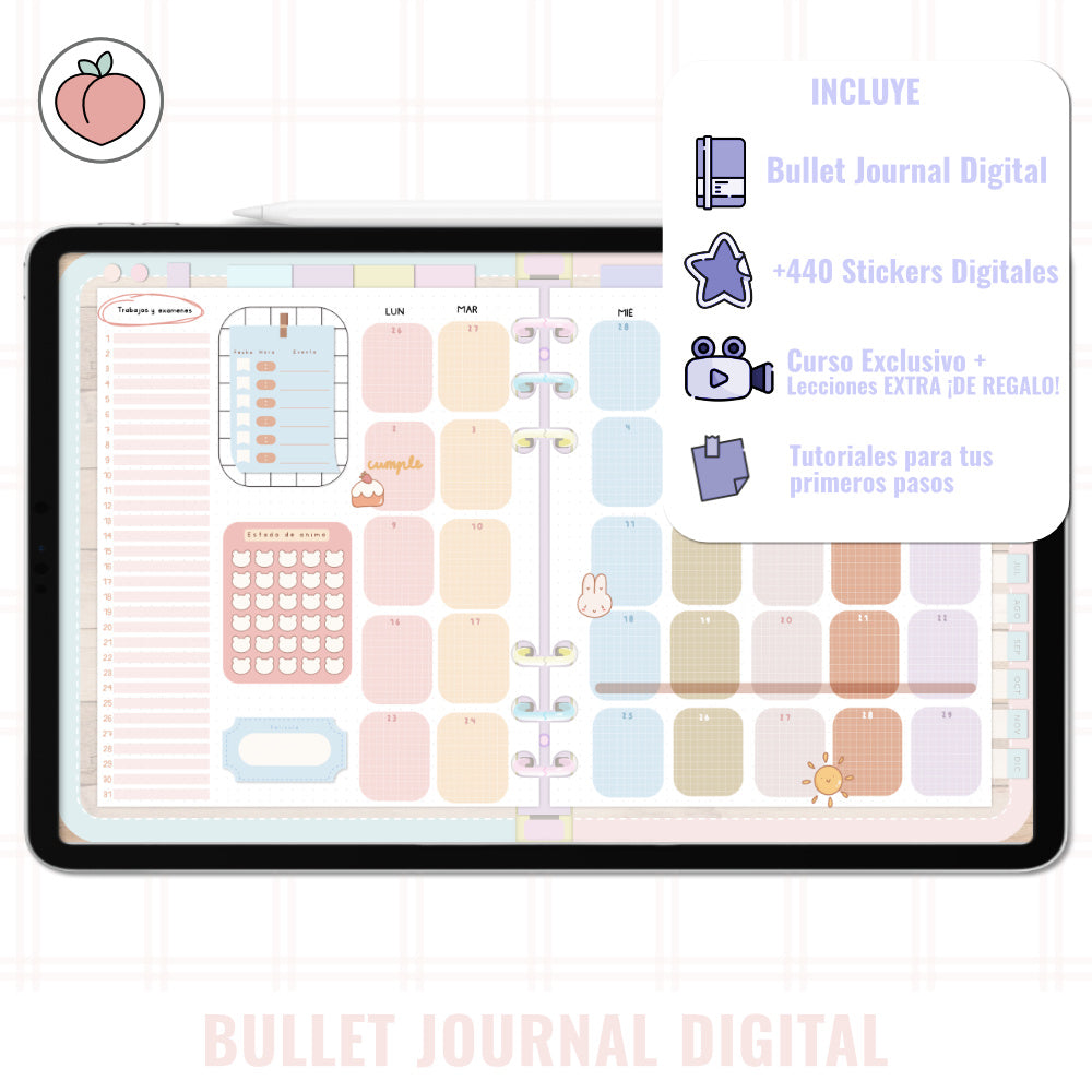 BULLET JOURNAL DIGITAL - EDICIÓN CANDY CAKE  | CREA TU AGENDA DIGITAL, PLANIFICADOR DIGITAL... | CURSO Y STICKERS INCLUIDOS