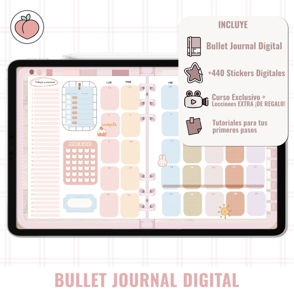 BULLET JOURNAL DIGITAL - EDICIÓN STRAWBERRY CREAM | CREA TU AGENDA DIGITAL, PLANIFICADOR DIGITAL... CURSO Y STICKERS INCLUIDOS