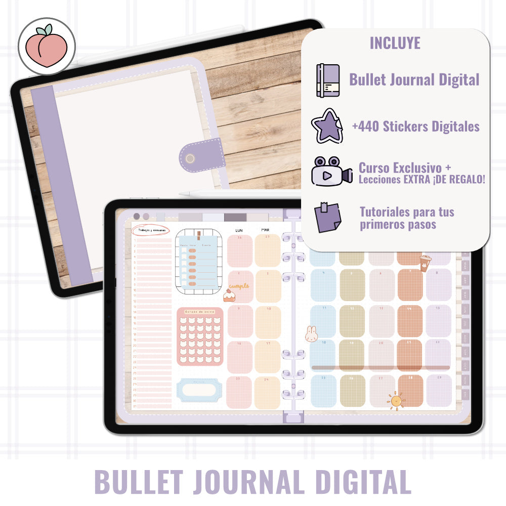 BULLET JOURNAL DIGITAL - EDICIÓN PURPLE SUNSET | CREA TU AGENDA DIGITAL, PLANIFICADOR DIGITAL... CURSO Y STICKERS INCLUIDOS