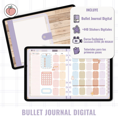 BULLET JOURNAL DIGITAL - EDICIÓN PURPLE SUNSET | CREA TU AGENDA DIGITAL, PLANIFICADOR DIGITAL... CURSO Y STICKERS INCLUIDOS