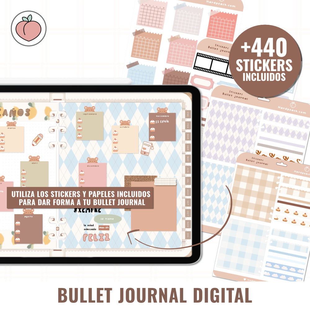 BULLET JOURNAL DIGITAL - EDICIÓN MOCHA LATTE | CREA TU AGENDA DIGITAL, PLANIFICADOR DIGITAL... CURSO Y STICKERS INCLUIDOS