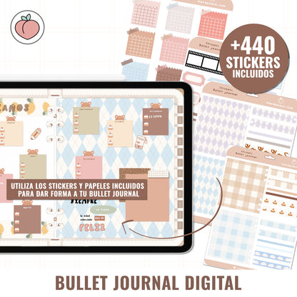 BULLET JOURNAL DIGITAL - EDICIÓN MOCHA LATTE | CREA TU AGENDA DIGITAL, PLANIFICADOR DIGITAL... CURSO Y STICKERS INCLUIDOS