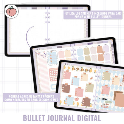 BULLET JOURNAL DIGITAL - EDICIÓN PURPLE SUNSET | CREA TU AGENDA DIGITAL, PLANIFICADOR DIGITAL... CURSO Y STICKERS INCLUIDOS