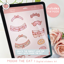 Load image into Gallery viewer, Create the perfect outfit for Mochi the cat | Digital Stickers Kit
