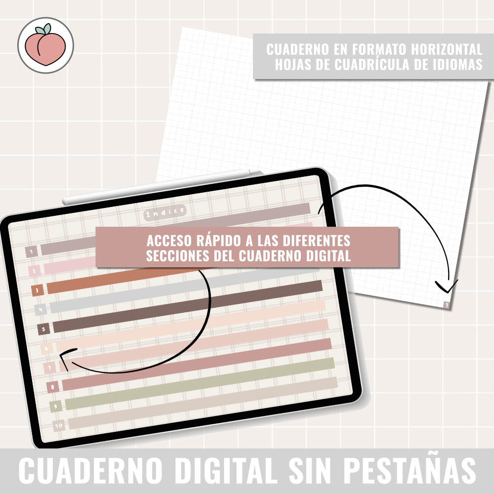 CUADERNO DIGITAL HORIZONTAL SIN PESTAÑAS | CUADRÍCULA DE IDIOMAS