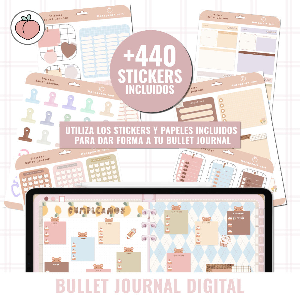 BULLET JOURNAL DIGITAL - EDICIÓN STRAWBERRY CREAM | CREA TU AGENDA DIGITAL, PLANIFICADOR DIGITAL... CURSO Y STICKERS INCLUIDOS