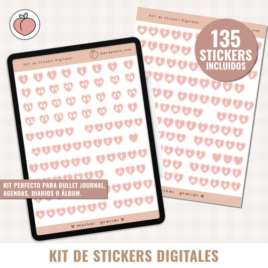 DIGITAL STICKER KIT | HEART EDITION - Spanish version