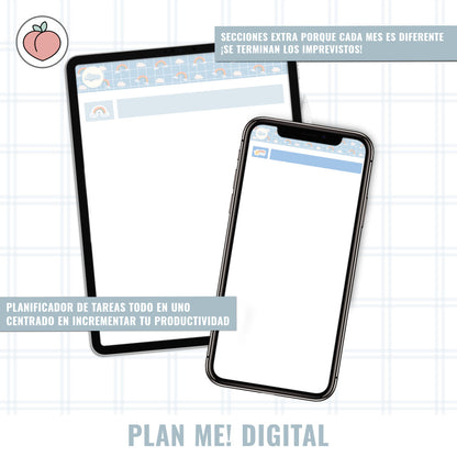 BLUE CLOUDS VERTICAL PLANNER WITHOUT DATES | Spanish version