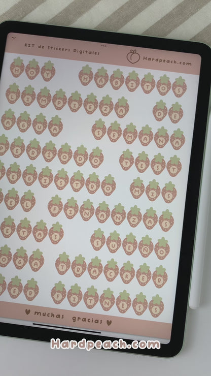 DIGITAL STICKER KIT | STRAWBERRY EDITION - Spanish version