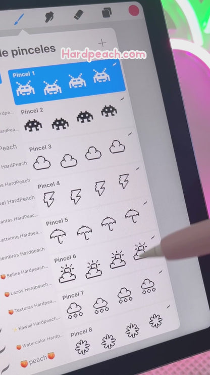 KIT DE PINCELES PARA PROCREATE: Estilo Píxel. Perfectos para crea ilustraciones pixel art, decoraciones y proyectos digitales