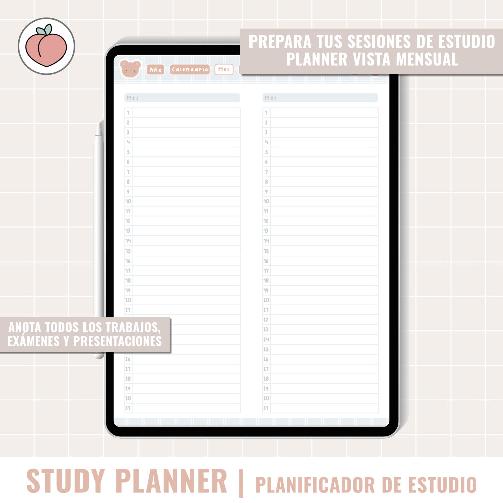 STUDY DIGITAL PLANNER UNDATED | Spanish version