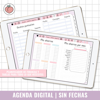AGENDA DIGITAL SIN FECHAS Y REUTILIZABLE | AGENDA DÍA POR PÁGINA CON STICKERS INCLUIDOS