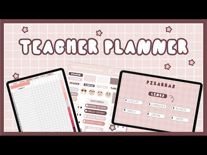 TEACHER PLANNER DIGITAL: Agenda docente y cuaderno del profesor sin fechas fijas y reutilizable. Incluye pizarras digitales, stickers y tutoriales