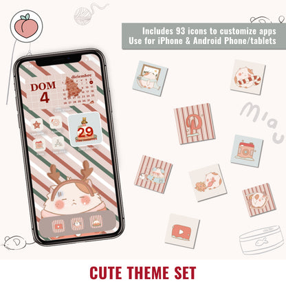 CUTE THEME SET: WALLPAPERS + ICONS PACK
