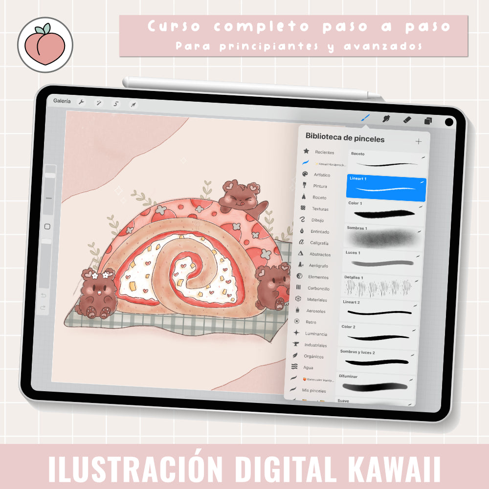 KAWAII DIGITAL ILLUSTRATION AND CHARACTER CREATION: STEP-BY-STEP COURSE AND BRUSHES | Spanish audio