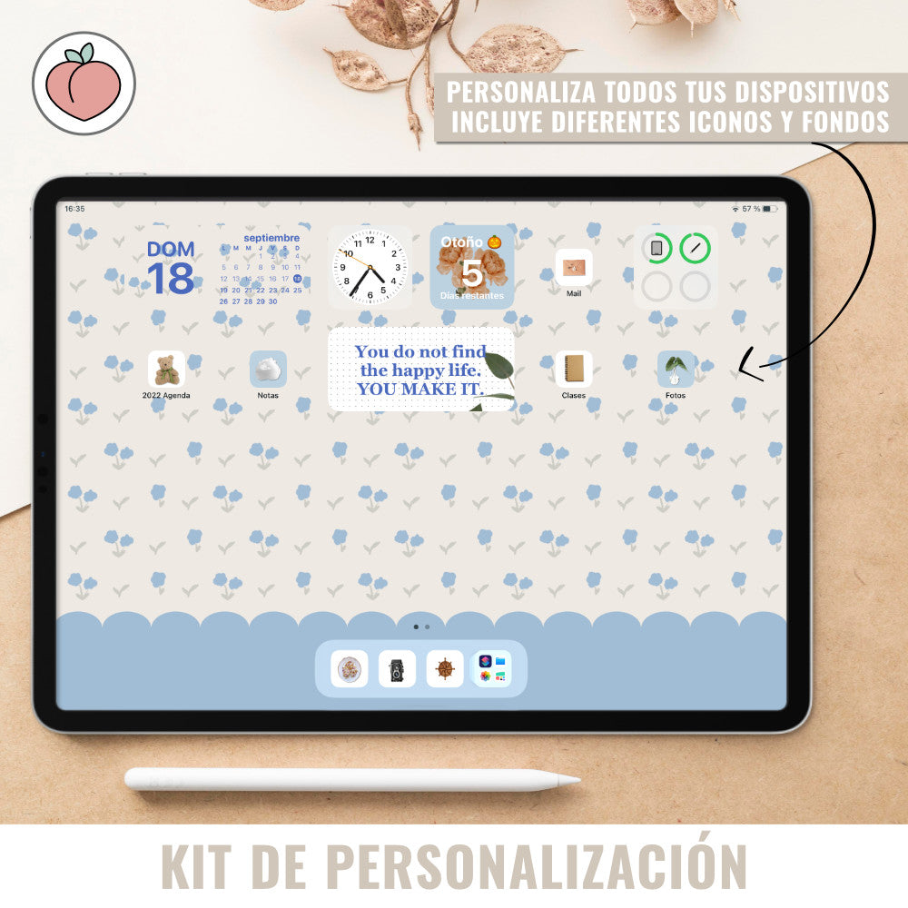 KIT DE PERSONALIZACIÓN | ESTILO REALISTA DE FONDOS E ICONOS PARA APPS